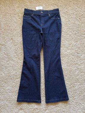 Spanx Denim Flare Jeans Raw Indigo Wash NWT Large Petite